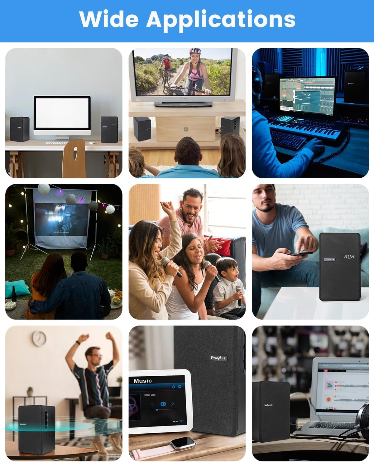 Powered Bookshelf Speakers Pair, 70W Surround Sound Home Stereo Speakers Wired Optical/ARC/RCA/AUX/BT Input Active Record Player Speakers with 4