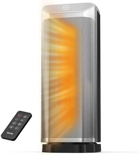Newly Upgraded AEOCKY Space Heaters for Indoor Use, 1500W Metal Electric Space Heater with AI Thermostat, Tower Heater with ECO Mode, Oscillating, Remote, Timer for Office, Home, Bedroom