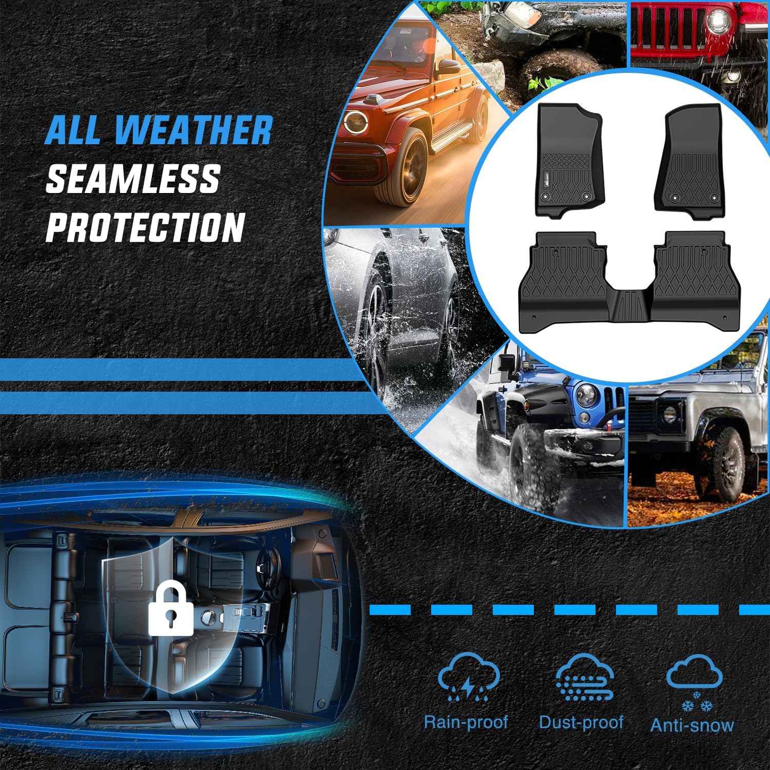 Nilight TPE Floor Mats for Jeep Gladiator JT 2020 2021 2022 2023 2024 2025 2026 All Weather Custom Fit Heavy Duty Floor Liners