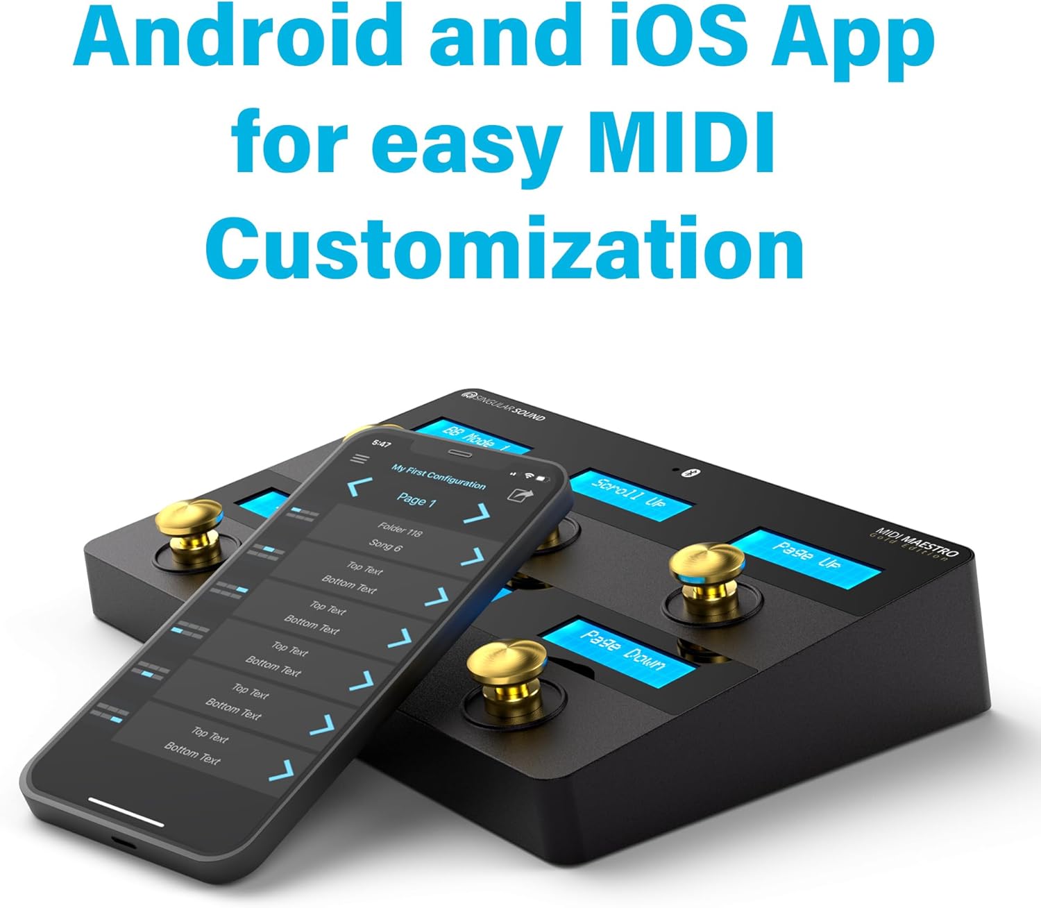 Singular Sound MIDI Maestro Gold Edition - All-in-One MIDI Foot Controller with Silent Footswitches, Mobile App Control, and Built-in Modes for BeatBuddy and Aeros Loop Studio