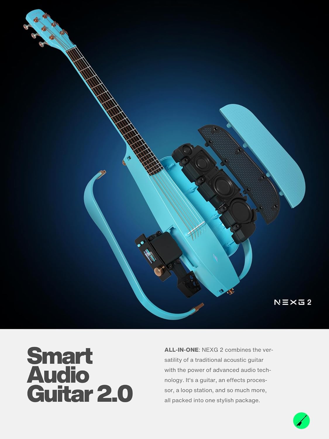 Enya NEXG 2 Acoustic-Electric Guitar Carbon Fiber Travel Smart Audio Guitar Kit & Enya Smart Automatic Guitar Tuner & enya Magnetic Strap