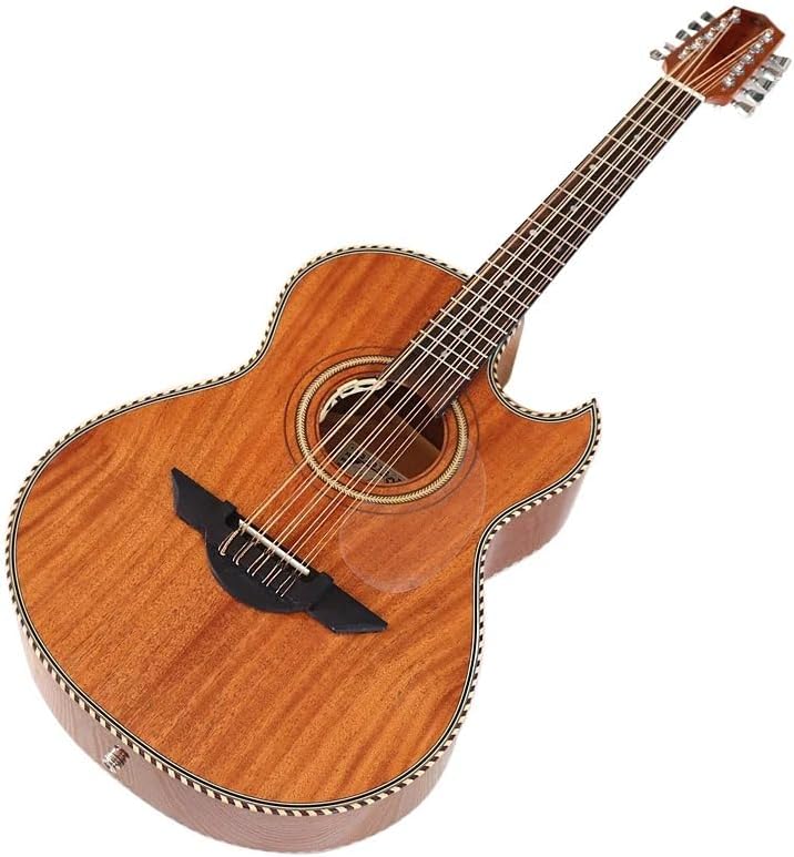 Electric Acoustic Guitar 40/38 Inch High-Gloss Body with Built-in EQ, 10-String Folk Guitar Sharp-Angle Design for Stage Performance, Studio Recording, Live Shows (M4 brown 40inch)