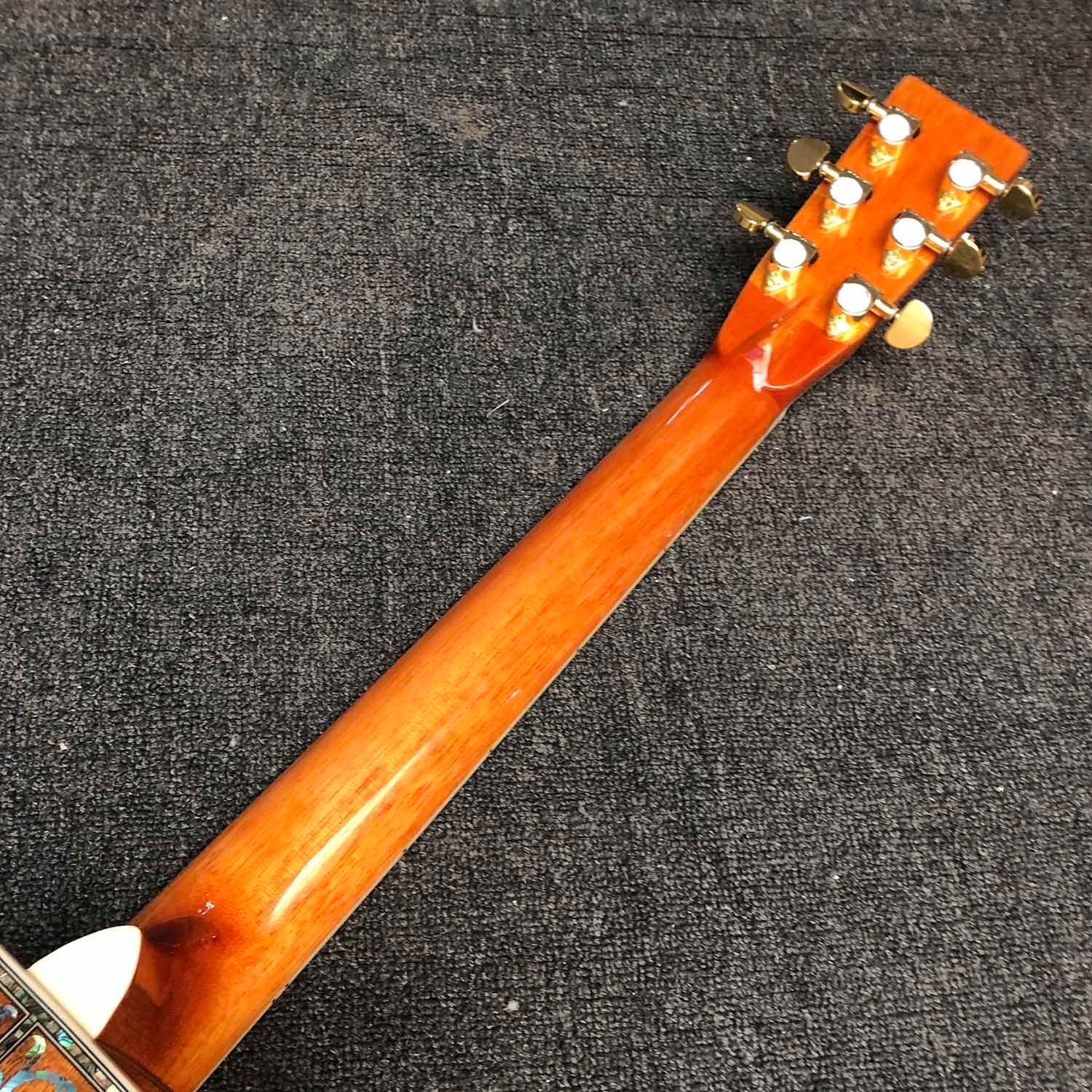 40 Inch OM Type Solid KOA Wood Top Cutaway Acoustic Guitar Ebony Fingerboard Abalone Inlays 43mm Nut Width and Hardcase