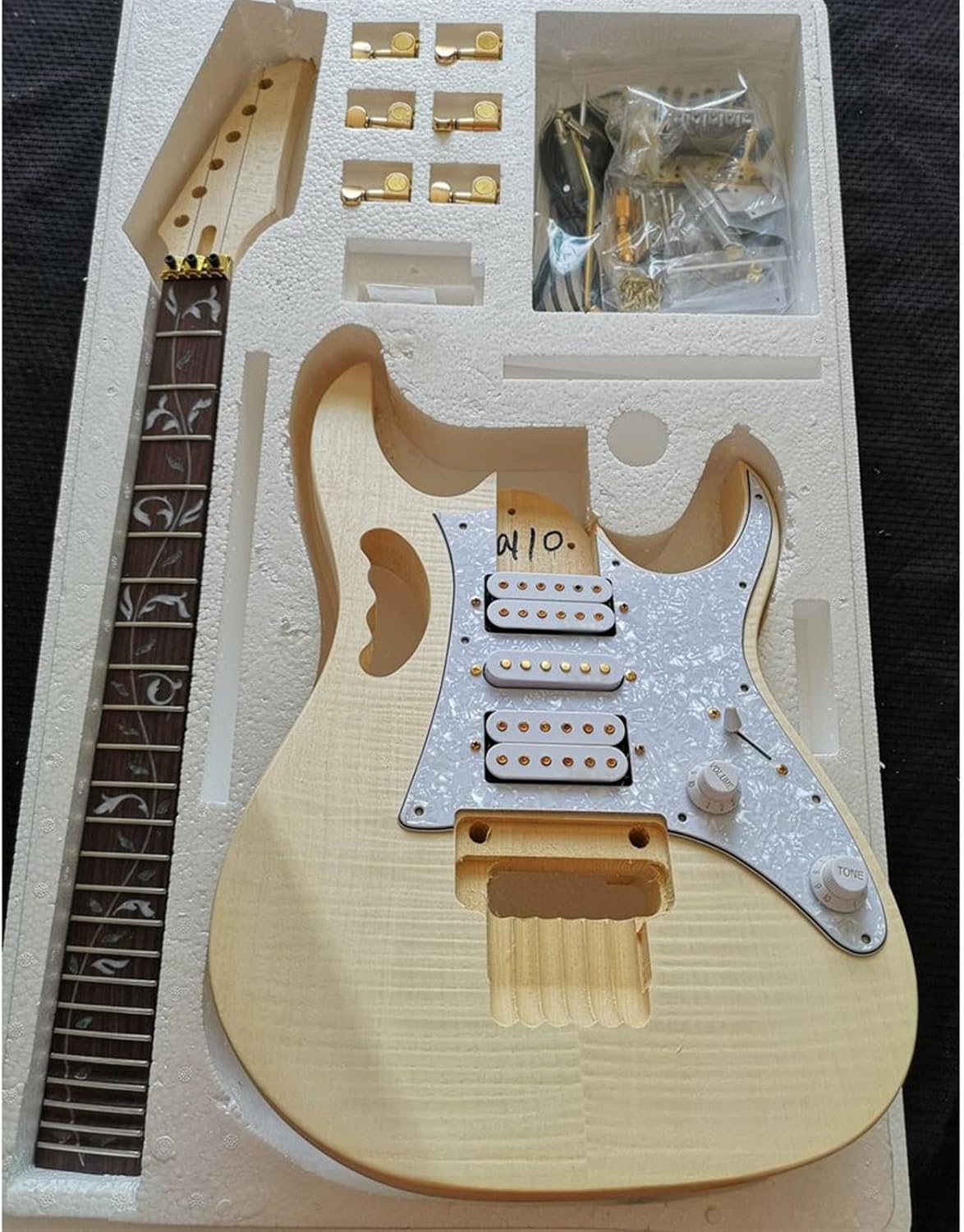 DIY Electric Guitar Kit Unfinished Guitar Accessories Set Basswood Body Rosewood Fingerboard Maple Neck with Mounting Screws