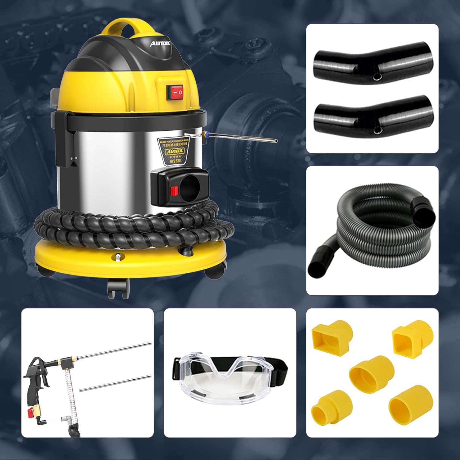 QIANS HTS558 Automotive Engine Intake Pipe Valve Clean Machine Valvetronic System Walnut Powder Sand Carbon Deposition Cleaner 110V