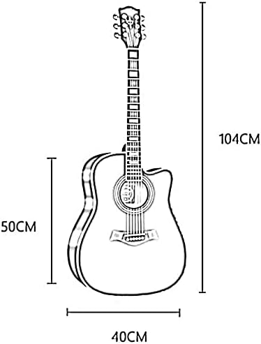 Full Size Guitar Beginner Practice Travel Guitar Adjustable Metal String Fingerstyle Stable Sound Quality Spruce 6 Colors Beginner Acoustic Guitar Starter Package Student G (Beige Long)