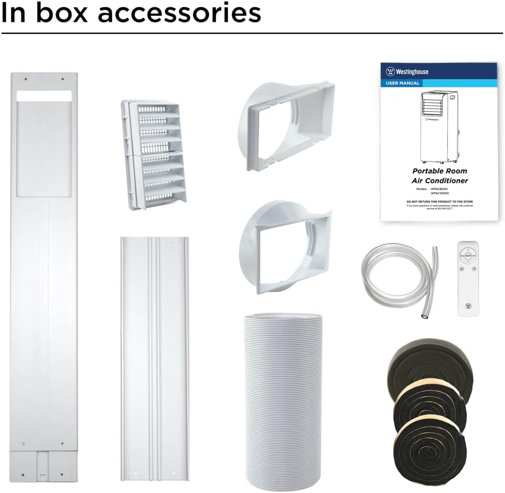 Westinghouse 10,000 BTU Portable Air Conditioner with Home Dehumidifier, Remote Control - For Rooms Up To 450 Square Feet