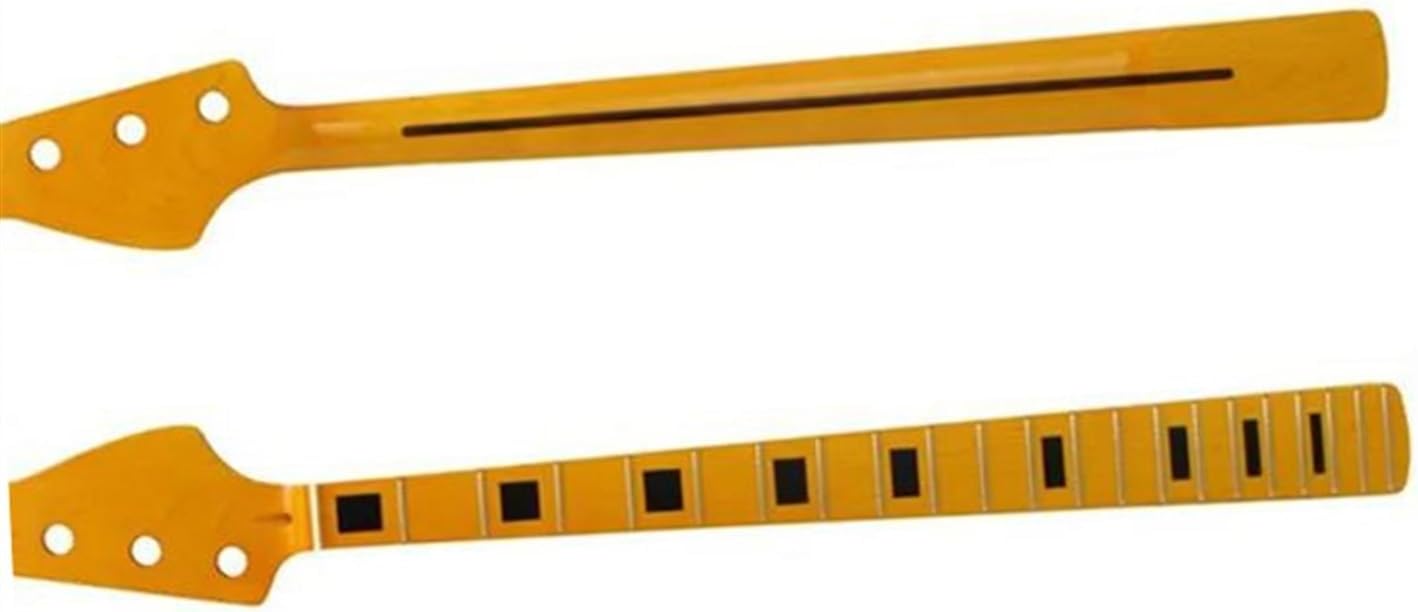 Replacement Guitar Neck Black And Yellow 20 Frets Maple Electric Bass Guitar Neck 4 Strings Maple Fingerboard Glossy Paint Guitar Accessories