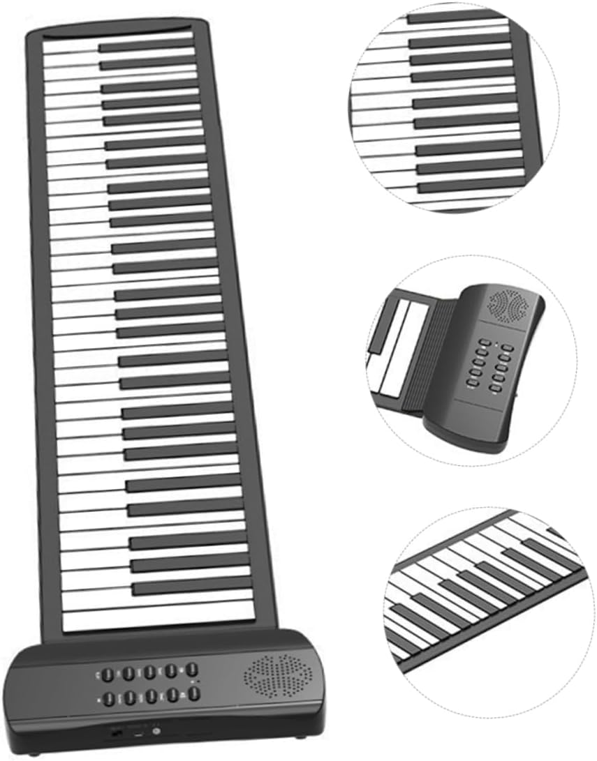Roll-up Piano Keyboard 61 Keys Portable Electronic Hand Roll Piano Ideal for All Ages