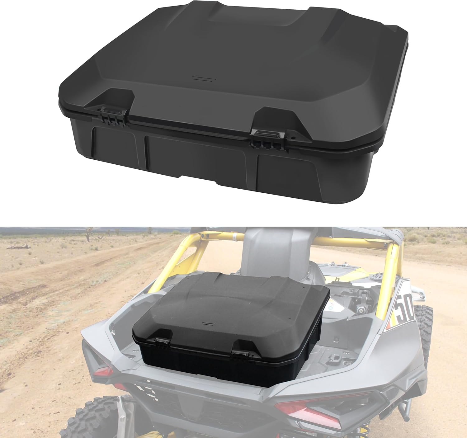 96L Rear Storage Cargo Box for Maverick R, Waterproof Bed Tool Rear Trunk Box Compatible with Can Am Maverick R X RS 2024+ Accessories Replace #715007182