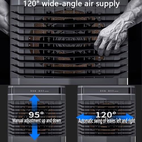 Portable Air Conditioner with 120° Oscillating Air Cooler with 3Speeds 12 Hour Timer Large Water Tank No Hose Needed Portable Air conditioning unit for Room Office Up to 120-150㎡