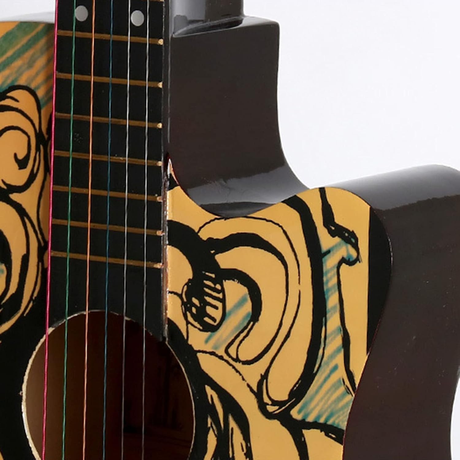 Restokki Wooden Graffiti Pattern 38in Acoustic Guitar for Beginner Music Lovers