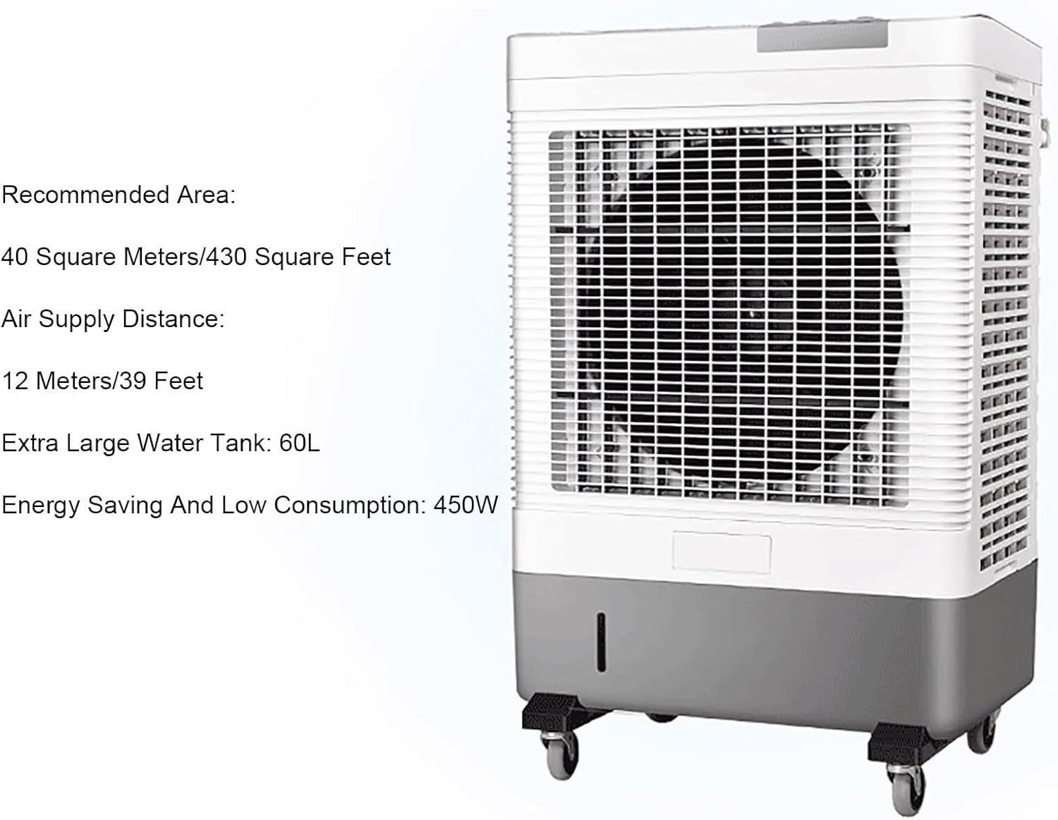 Portable Evaporative Cooler, Swamp Cooler with 3 Speeds, Extra Large Water Tank, Quiet Air Conditioner for Office, Room, and Outdoor Use