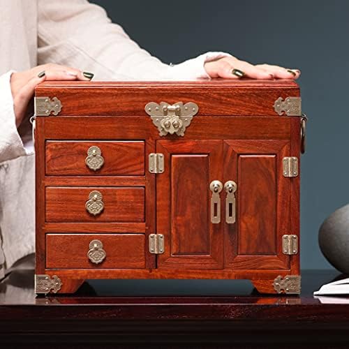 Elegant Mahogany Jewelry Organizer Box - Stylish Wooden Treasure Chest for Earrings, Necklaces, Bracelets & Accessories - Chic Storage Solution for Dressing Tables (11.4