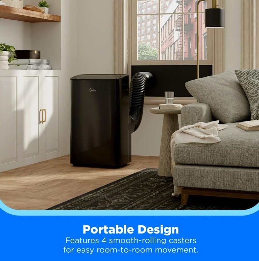 Midea 10,000 BTU DOE Smart Portable Air Conditioner 450 sq. ft., 3-in-1 Comfort: Cools, Ventilates, & Dehumidifies, Voice Control: with Alexa, Google Assistant - MAP10S1XWBL (Renewed)