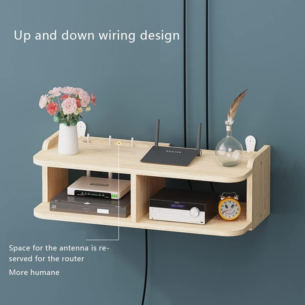 Wall Mounted Router Storage Box 2 Storage Wireless Router Storage Shelf/Home and Office WiFi Router Adjustable Cable Box,Wire Storage Box Floating Shelf