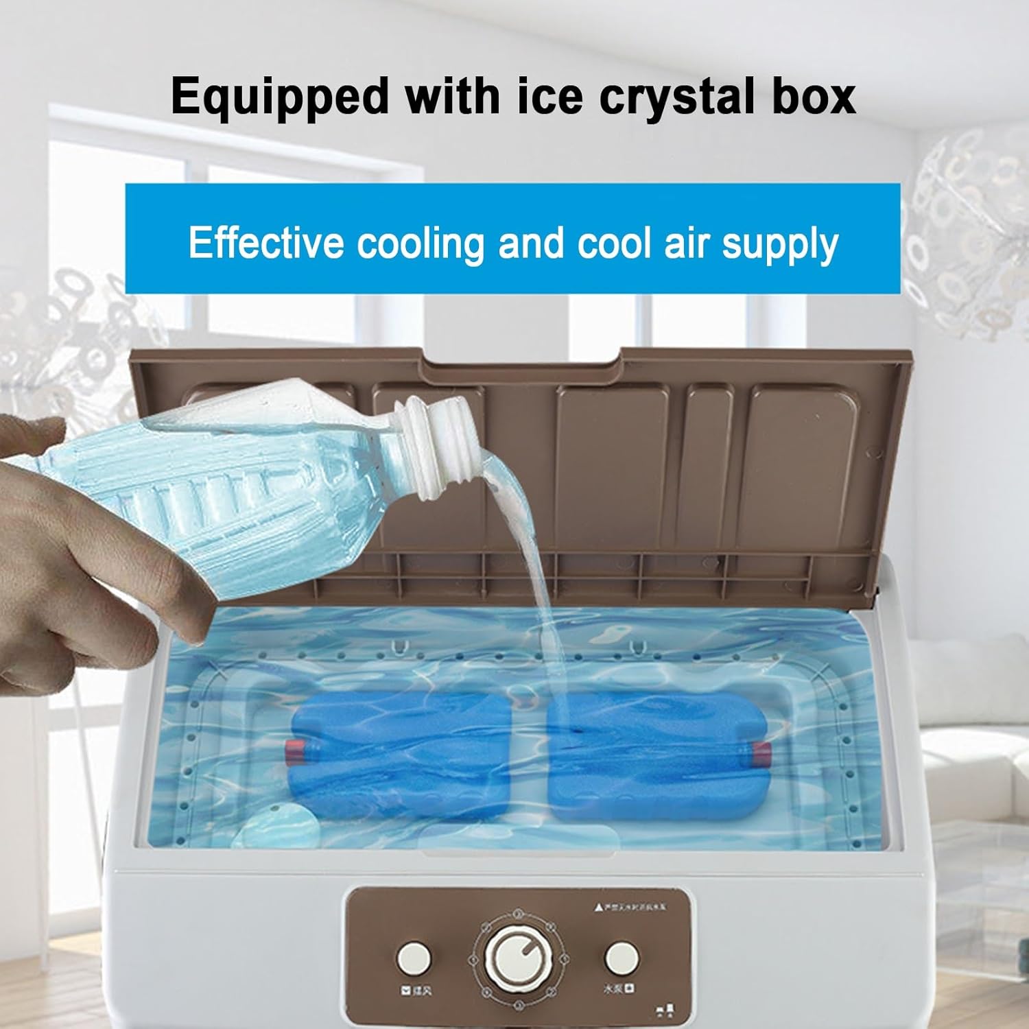 Swamp Cooler, Evaporative Cooler, 4 Ice Box & 12.1 Gal/ 55 L Tank for Long Cooling, 3 Speeds, Portable Cooling AC Fan, 120°Auto Oscillation, for Patio Garage Commercial Use