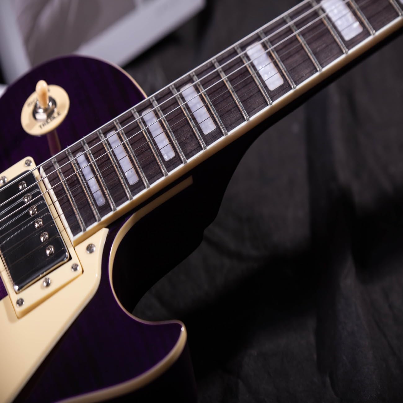 40'' Electric Guitar Solid Lpys-006 Maple Neck, LP Style Electric Guitar, Stainless Steel Cover, Suitable for all Levels, with GIGBAG (GTLP-02-purple)