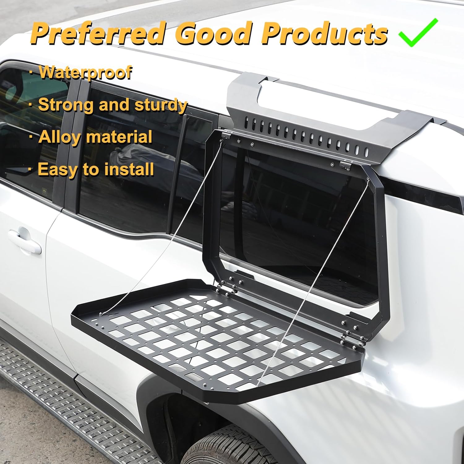 Rear Side Window Storage Molle Panel Compatible with Toyota Land Cruiser Prado 250 J250 LC250 2024 2025 Accessories, Rear Window Side Storage Rack Exterior Accessories (Left Side)