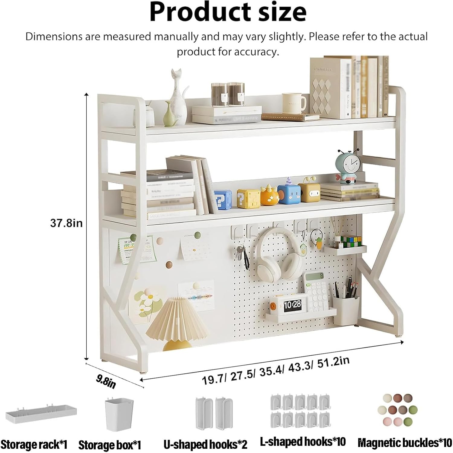 Desktop Hutch Bookshelf, Computer Desk Bookcase, Wooden Storage Rack for Desktop, Countertop Storage Organizer Rack, Desk Hutch Top Only for Dorm, Home, Office (Black, 50 * 25 * 96cm)