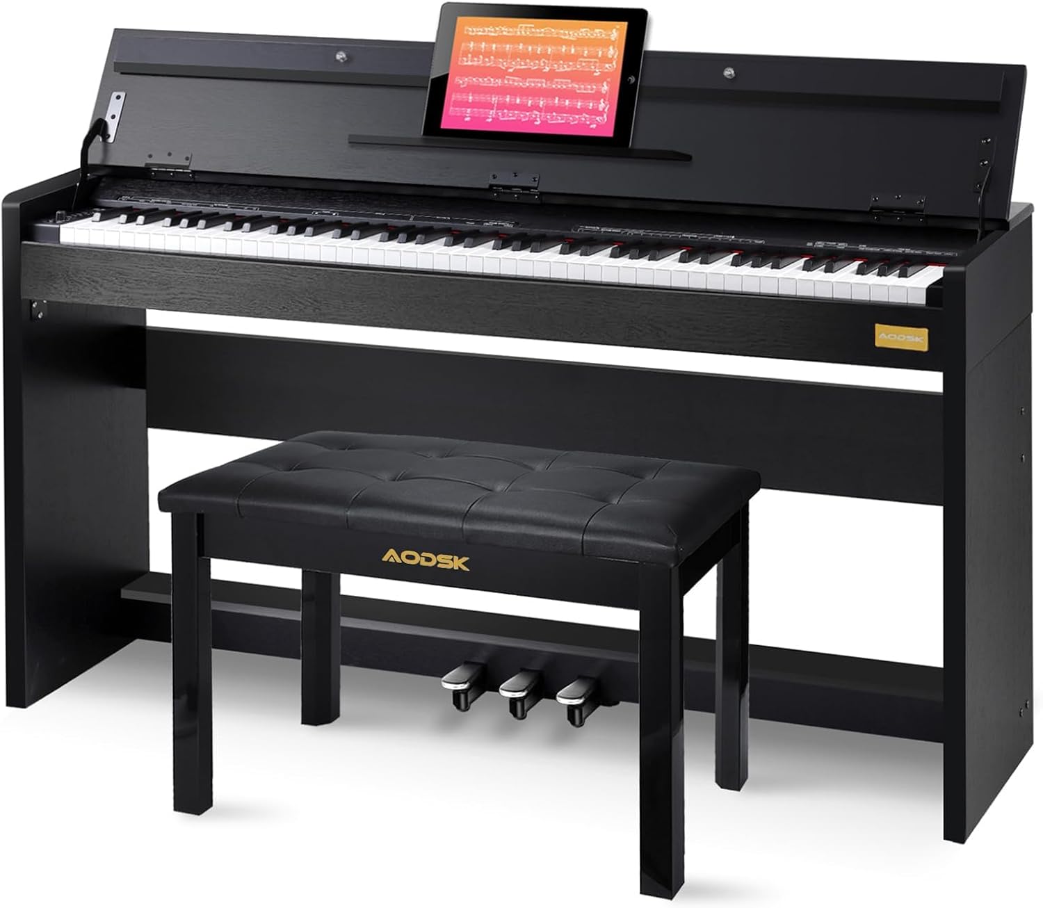 AODSK B-85 Digital Piano, 88 Keys Electric Keyboard Piano for Beginner+Wooden Duet Piano Bench