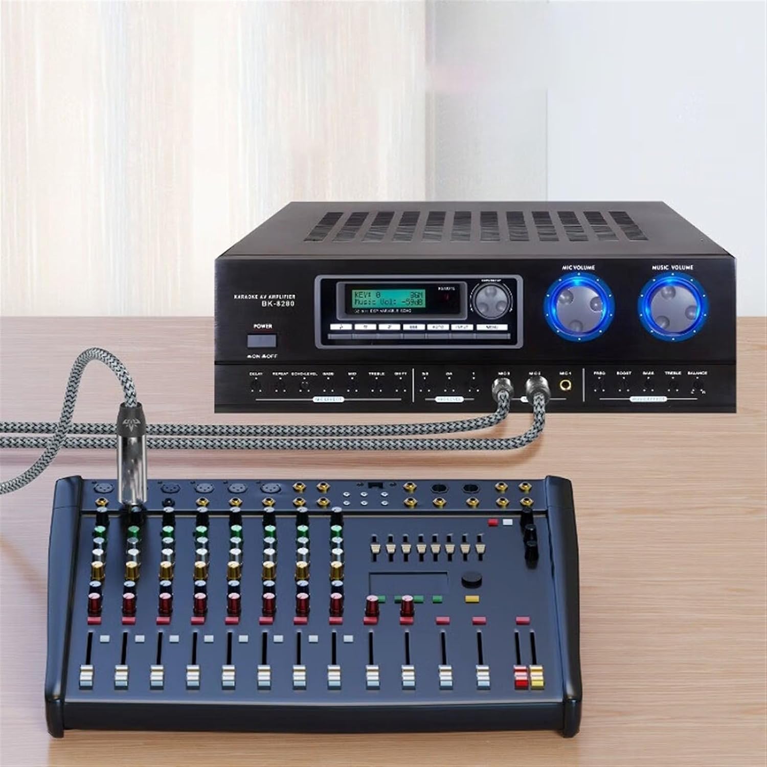 Guitar Audio Cable 6.5 to 6.5 Male 1:2 Large 2-core Male to Male Speaker Power Amplifier Guitar Electronic Keyboard Drum Mixer Adapter Cable(5m)