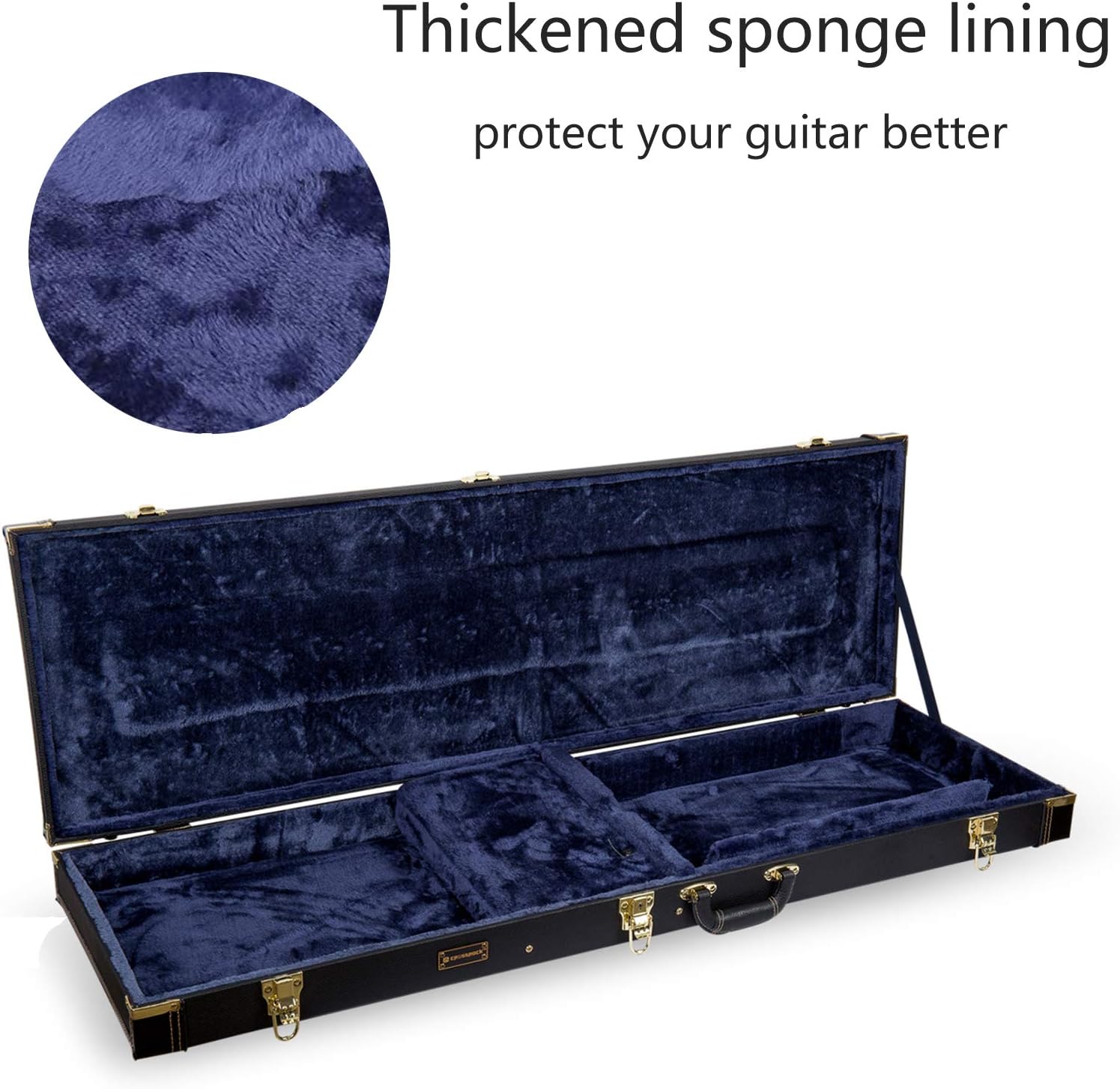 Crossrock Wooden Case for Electric bass Guitars,Black (CRW620BBK)