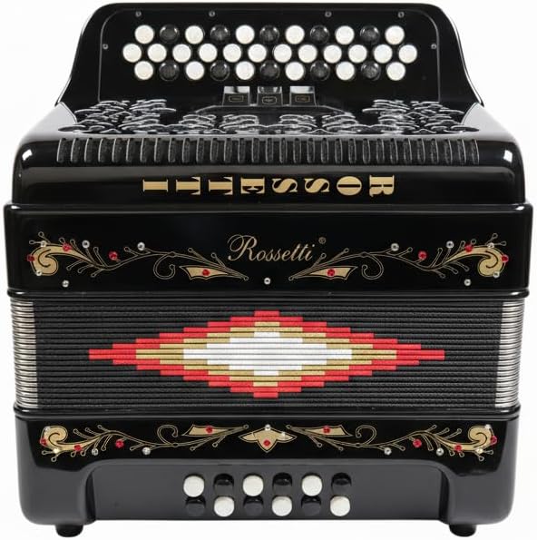 Rossetti 3412 34 Button 12 Bass 3 Switch Accordion in Black GCF