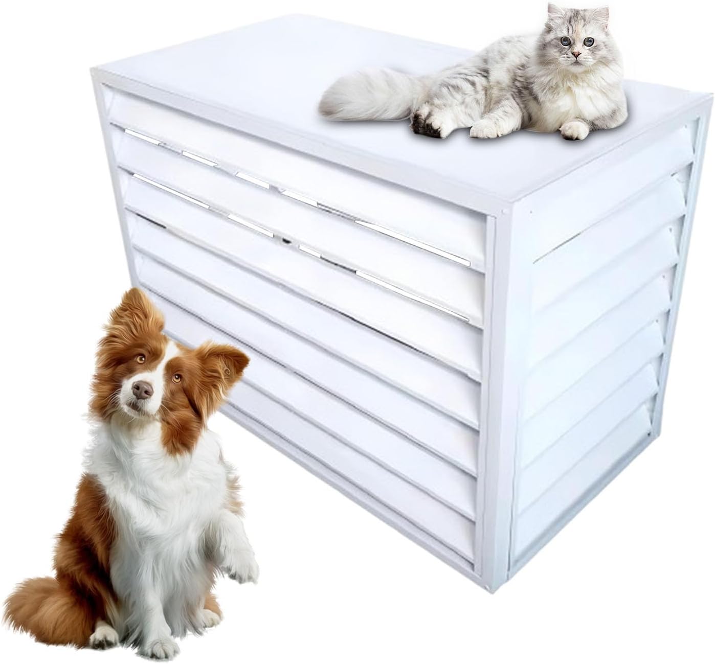 All Weather Air Conditioning Cover, Air Conditioning Cover Protection Against Rain and Sun Protection, Garden Tidying, Theft proof(White,110cm)