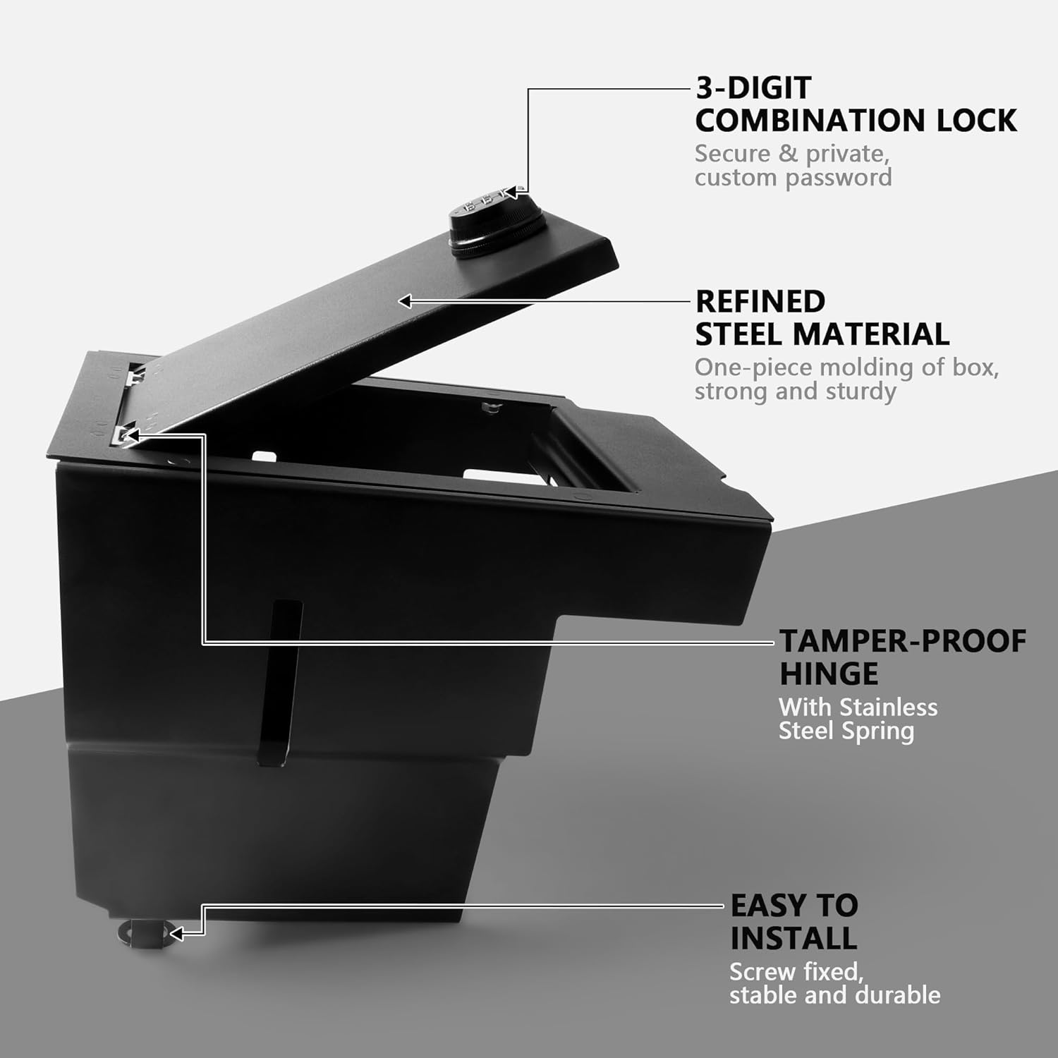 Center Console Safe Gun Safe Console Vault Lock Box for 2010-2020 Toyota 4Runner Accessories, Armrest Storage Box with 3 Digit Password Lock for 5th Gen 4runner Accessories