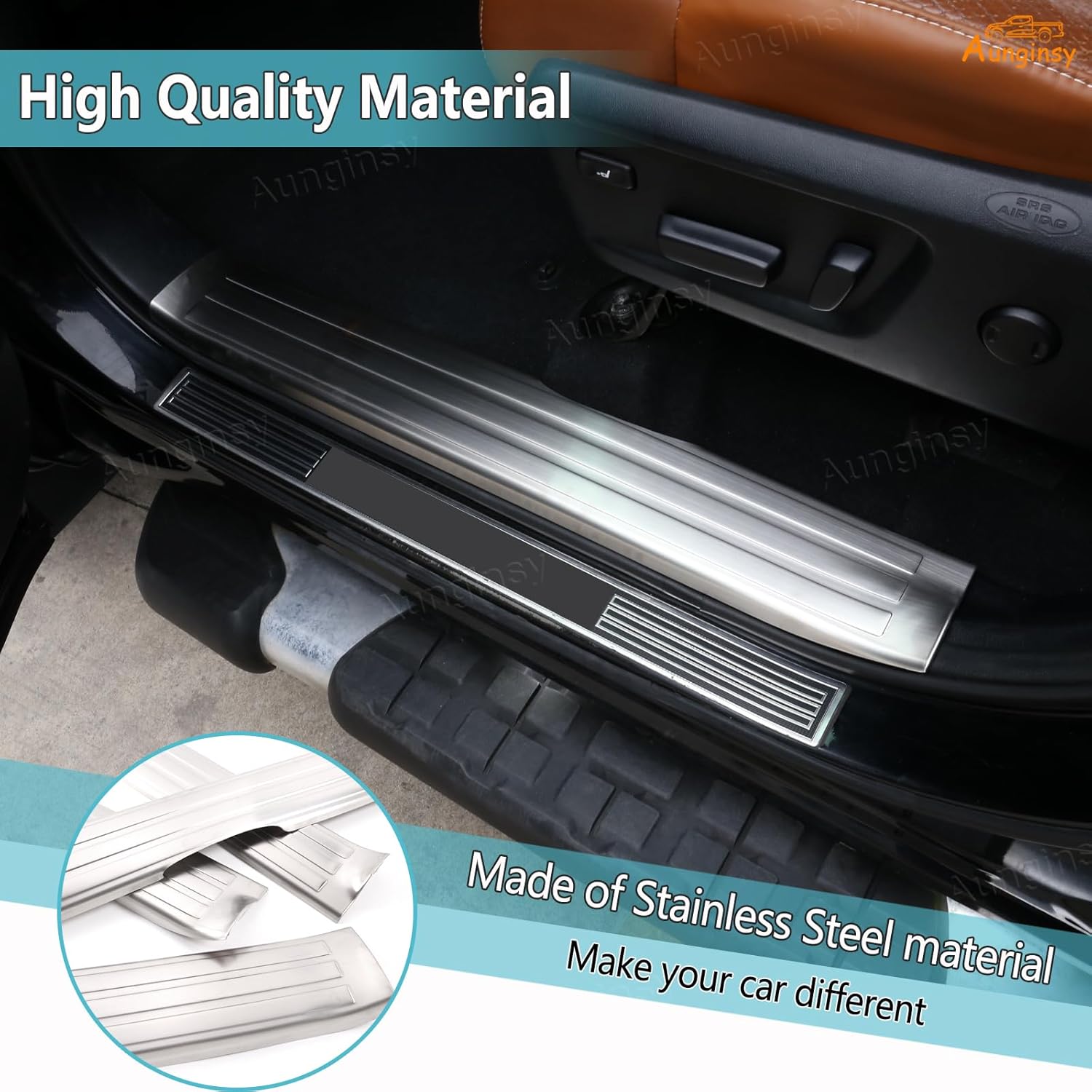 Car Door Sill Plate Protectors Compatible with Toyota Tundra 2007-2021 Car Door Entry Guards Sill Scuff Cover Step Protector Door Sill Scuff Plate Door Sill Cover Decoration Trim Internal Accessories