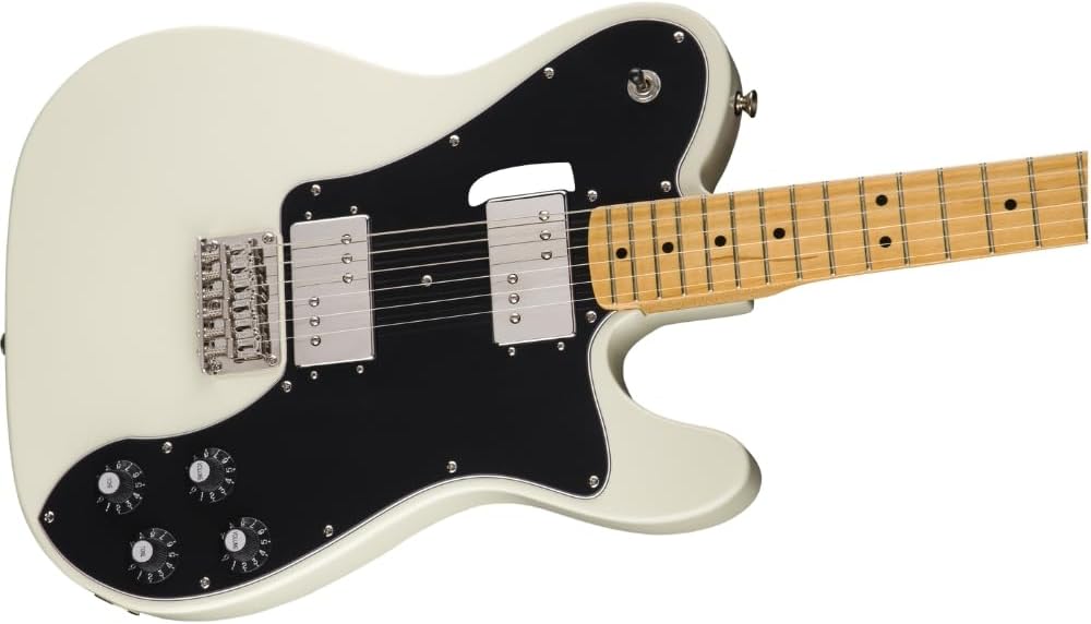 Fender Squier Classic Vibe 70s Deluxe Telecaster Electric Guitar, Olympic White, Maple Fingerboard