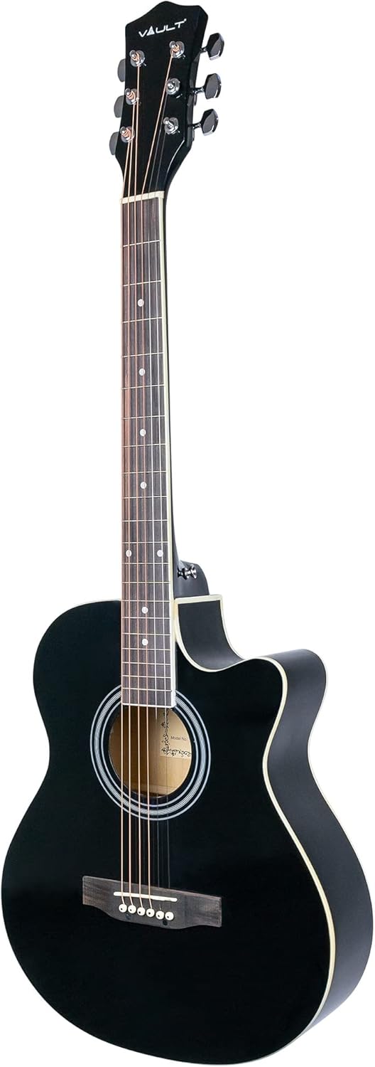 Vault EA-20CE Cutaway Acoustic-Electric Guitar - Black Bundle with Gig Bag, Tuner, Strap, Strings, Instrument Cable, Picks, Austin Bazaar Instructional DVD, and Polishing Cloth