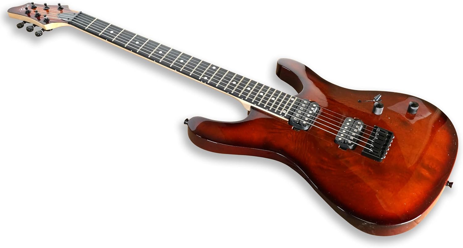 Gstyle 6 String Electric Guitar Maple Neck Burl poplar top Okoume Body, YGES-60-BP