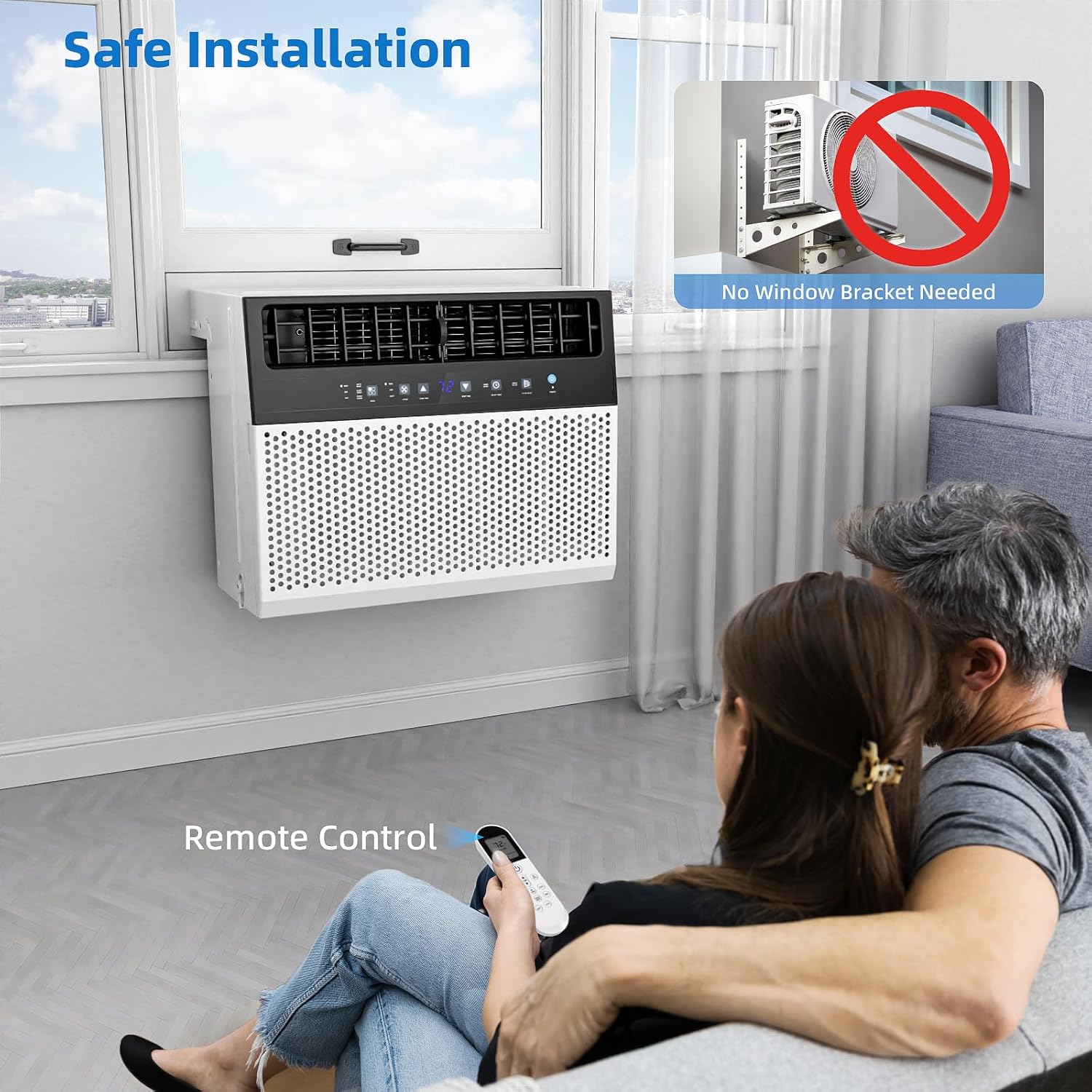 Antarctic Star 12,000 BTU U-Shaped Window Air Conditioner Cools up to 550 Sq.Ft, 6 Modes in 1, 24H Timer, Window AC Units, Easy to Install, Low Noise, Remote Control, for Bedroom, Office, Dorm, White