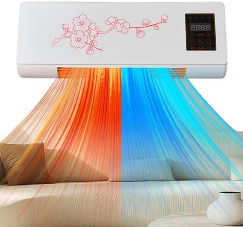 2 In 1 Wall Mounted Heating System, Cooling/Heating, Kitchen Wall Air Conditioner Fan, for Bathroom Office, RV Air Conditioner Heater and Fan Combo(Red)
