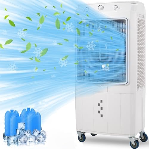 4100CFM 3-in-1 Swamp Cooler with Remote Control & 4 Ice Boxes, Portable Evaporative Air Cooler for Commercial Use, 15.8Gal Tank, 24H Timer & Remote Control, Indoor/Outdoor Cooling Fan