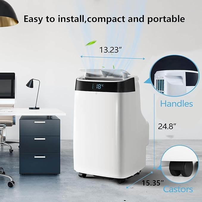 10,000 BTU Portable Air Conditioner, Cools Rooms Up to 450 Sq.Ft, 3-In-1 Floor AC Unit With Dehumidifier & Fan Modes, 24H Timer, Remote Control & Window Kit, Quiet Operation for Bedroom, Office, Home