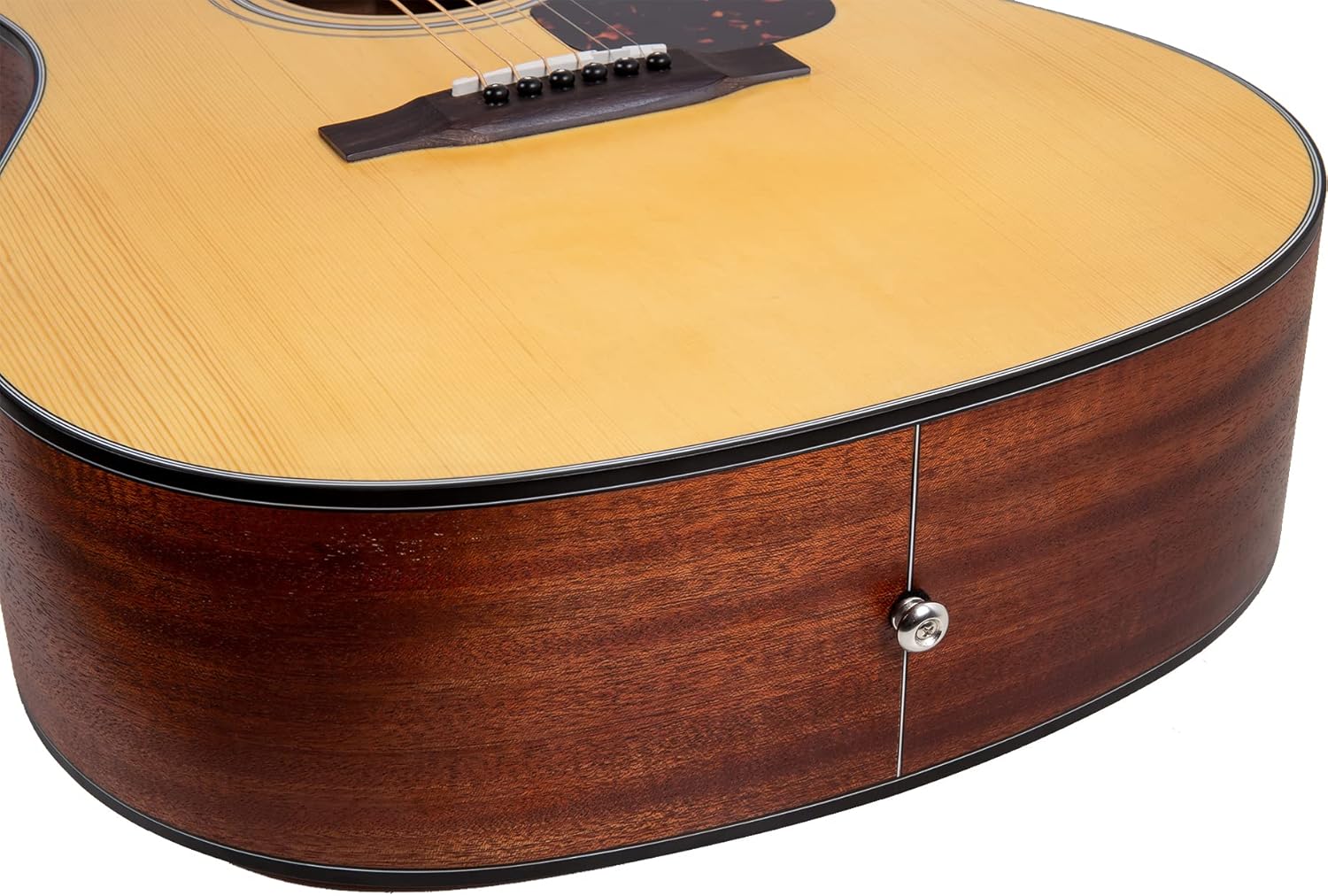 Crossrock Acoustic Guitar Bundle, Spruce Solid Top Dreadnought Guitar with Hard Case and Backpack for Student(CRAG-DF300BK-B)