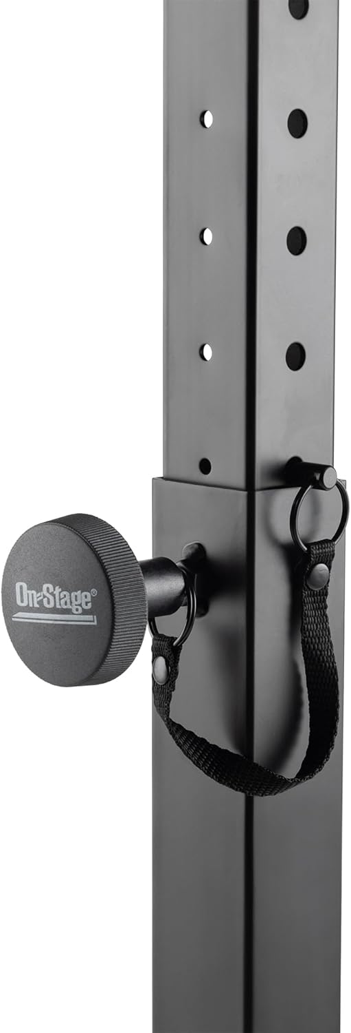 On-Stage KS6150 Compact MIDI/Synthesizer Utility Stand (for Small Keyboards,Mini Synths,Effects Processors,Samplers,Tablets,DJ Mixers & More, Ergonomic, Capacity 35LBs, Adjustable, Black)