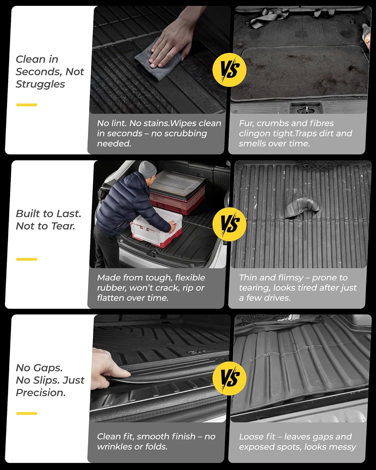 3W BMW iX Cargo Liner 2022 2023 2024 2025 2026 M60 xDrive All Weather TPE Car Accessories Odorless Anti-Slip Custom Fit Rear Trunk Mat, Black