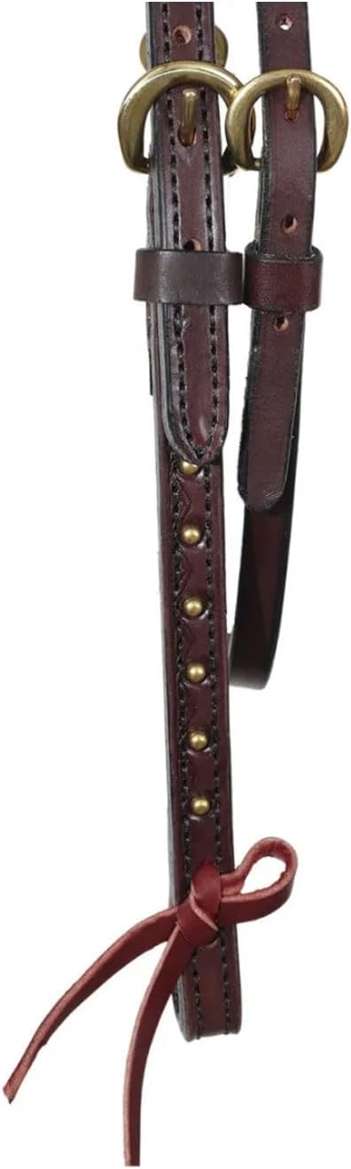 Circle Y Harper Browband Headstall | Double-Ply Western Headstall with Sierra Border Tooling, Brass Spot Accents & Brass Hardware | 35