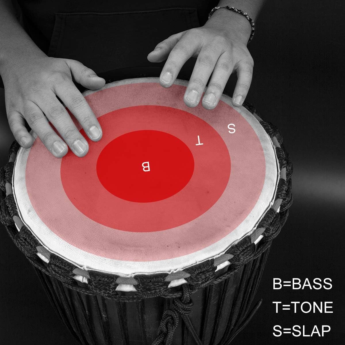 Djembe Drum, AKLOT African Drum Hand-Painted 10'' x 20'' Mahogany Goatskin Drumhead for Starter Beginners Adult for Over 8 Years Old