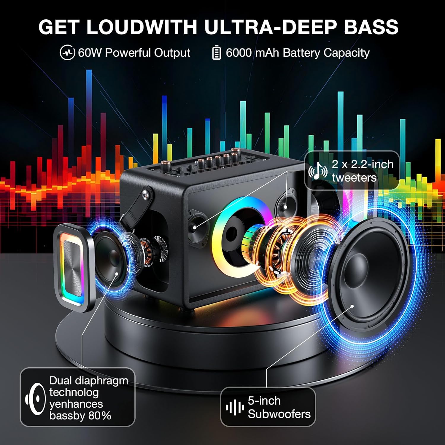 Smart Karaoke Machine with Lyrics Display, 12.1 Inch IPS Touch Screen, Two Wireless Microphones, Portable Bluetooth Speaker PA System for Home Outdoor Party (Large)