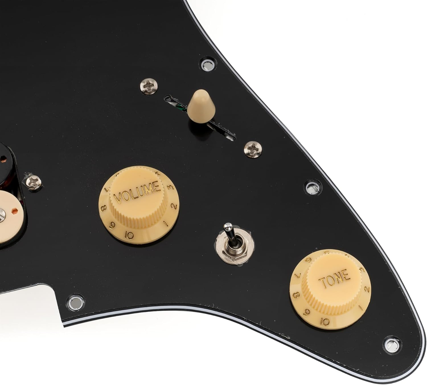Musiclily Pro-SE ST-HH-OMHA Pre-wired Pickguard with Alnico 5 Humbuckers Mini Toggle Switch for Strat Style Electric Guitar, 3Ply Black with Zebra Pickup