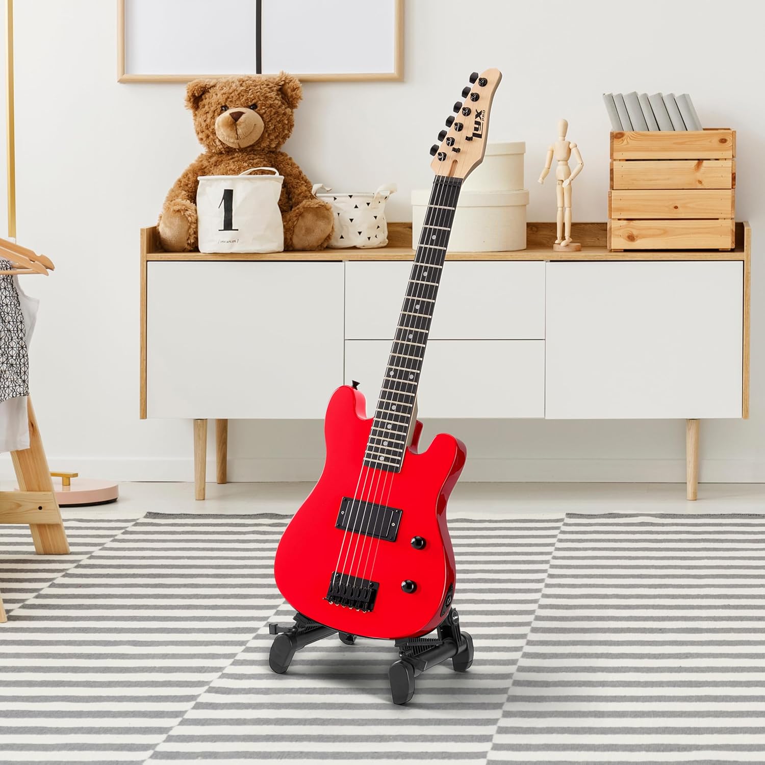 LyxPro CS 30” Electric Guitar Kit for Beginner, Intermediate & Pro Players with Guitar, Amp Cable, 6 Picks & Learner’s Guide | Solid Wood Body, Volume/Tone Controls, 5-Way Pickup - Red