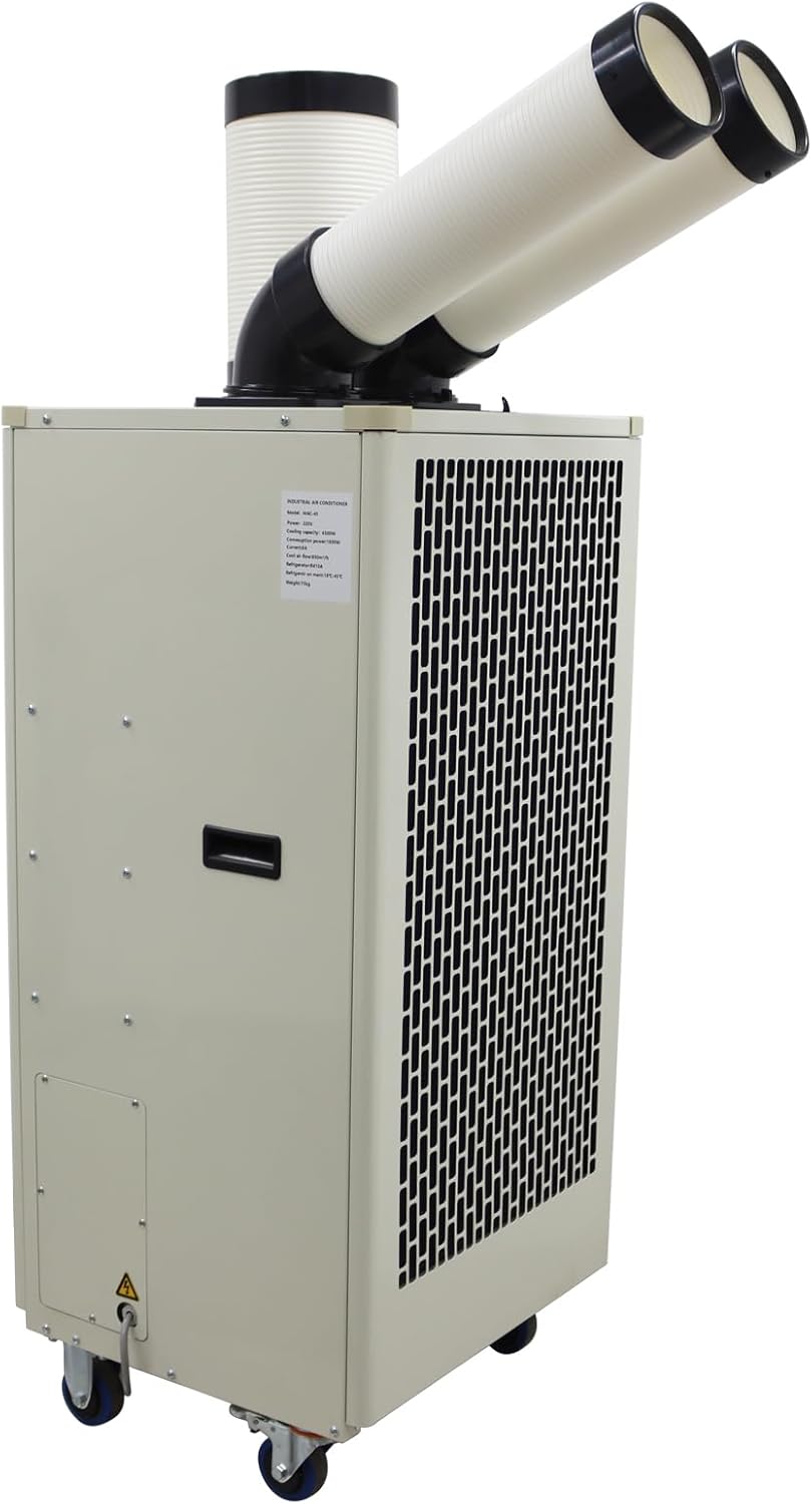 INTSUPERMAI Industrial Air Conditioner Mobile Spot Cooler Air Conditioner Workshop Post Cooling Air Conditioners Two Outlets Mobile Outdoor Cooling Aircon Off-white Color 220V 780m³/h