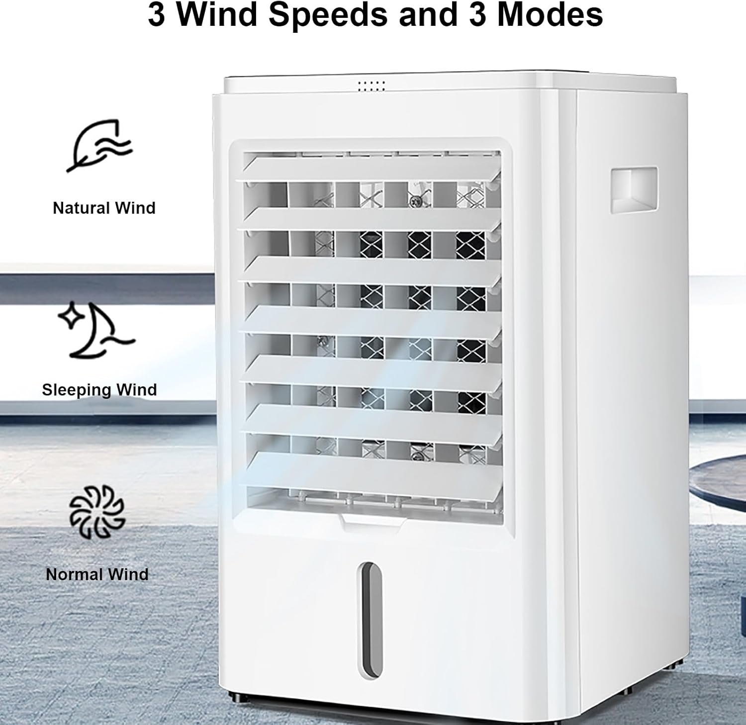 Portable Small Swamp Cooler, Evaporative Air Cooler with Remote 1Gal Larger Water Tank, 3 Speeds & 3 Models, 60°Oscillation, 4H Timer, Windowless Air Conditioner for Bedroom