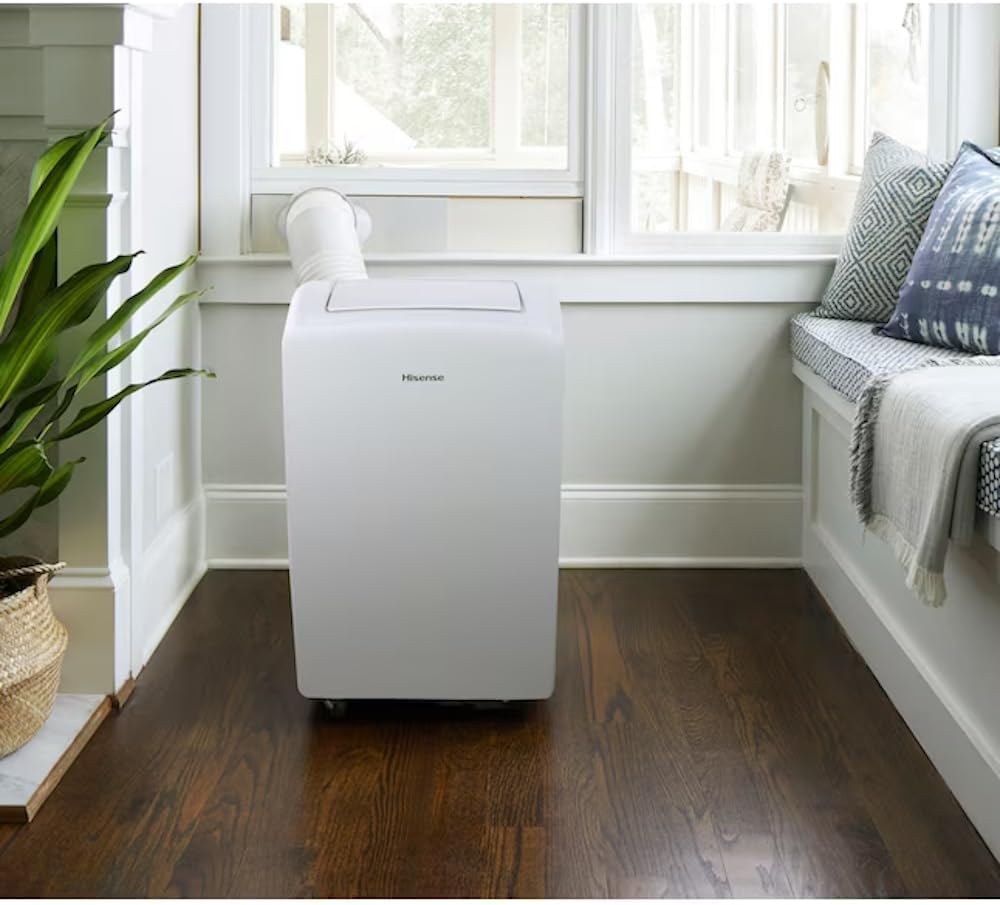 Hisense 8000-BTU SACC (115-Volt) White Vented Wi-Fi enabled 3 modes (Cooling, Fan, Dehumidifier), Portable Air Conditioner, Noise Level dB 50, Remote, Cools 350-sq ft AP0822CW1W (Renewed)