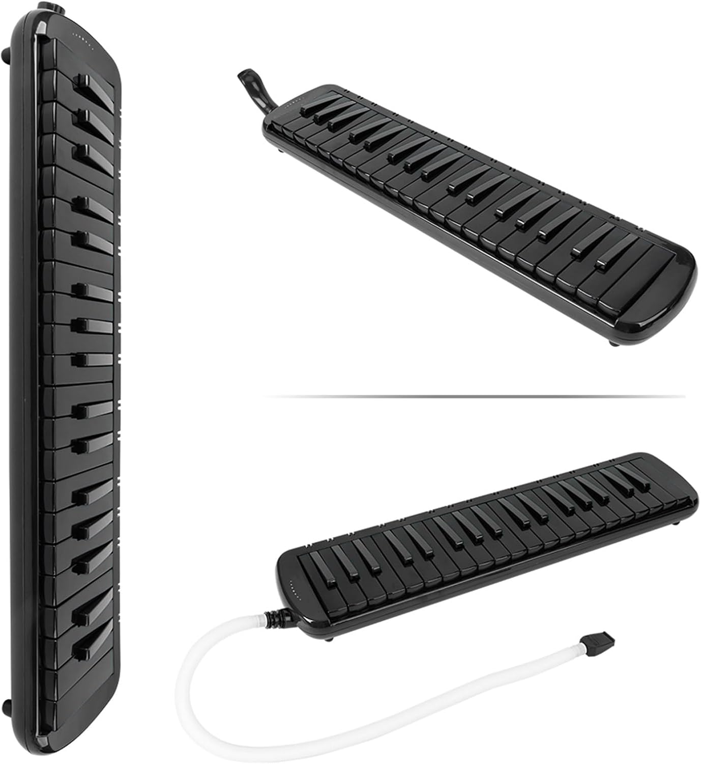 F - 37s Melodica 37 Key, Professional Wind Musical Instrument with ABS Resin Body and Brass Base Plate, Includes Blowpipe, Mouthpiece and EVA Bag for Beginners and Music Lovers (Black)